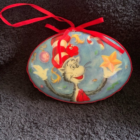Avon Dr. Seuss Cat in Hat Ornament Box - Tan and Blue - Picture 2 of 5